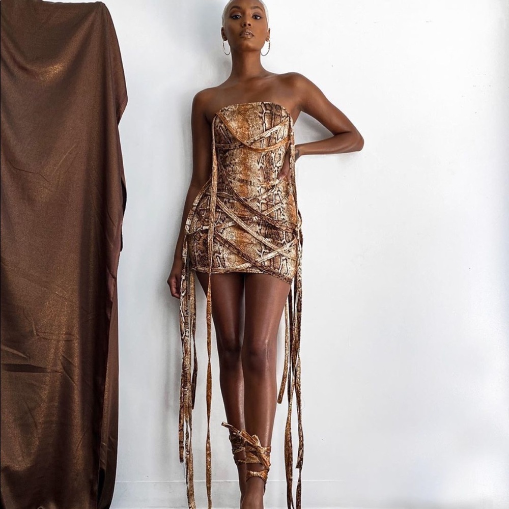 TLZ FEMME Mini Strapless Python Dress